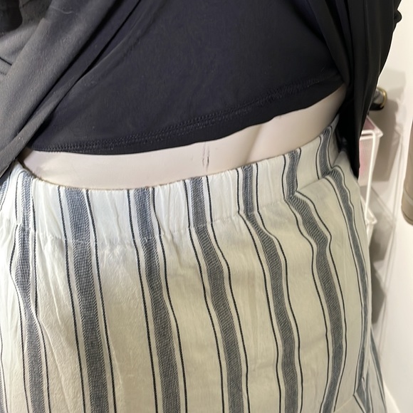 NWT Who What Wear navy cream asymmetrical stripe midi cotton skirt - Picture 5 of 10